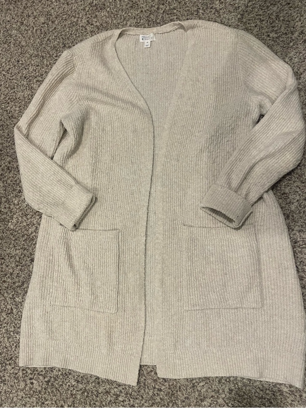 Market & Spruce Open-Front Pocket Cardigan - Light Cream